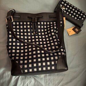 Frye Denim Checkered Shoulder Bag